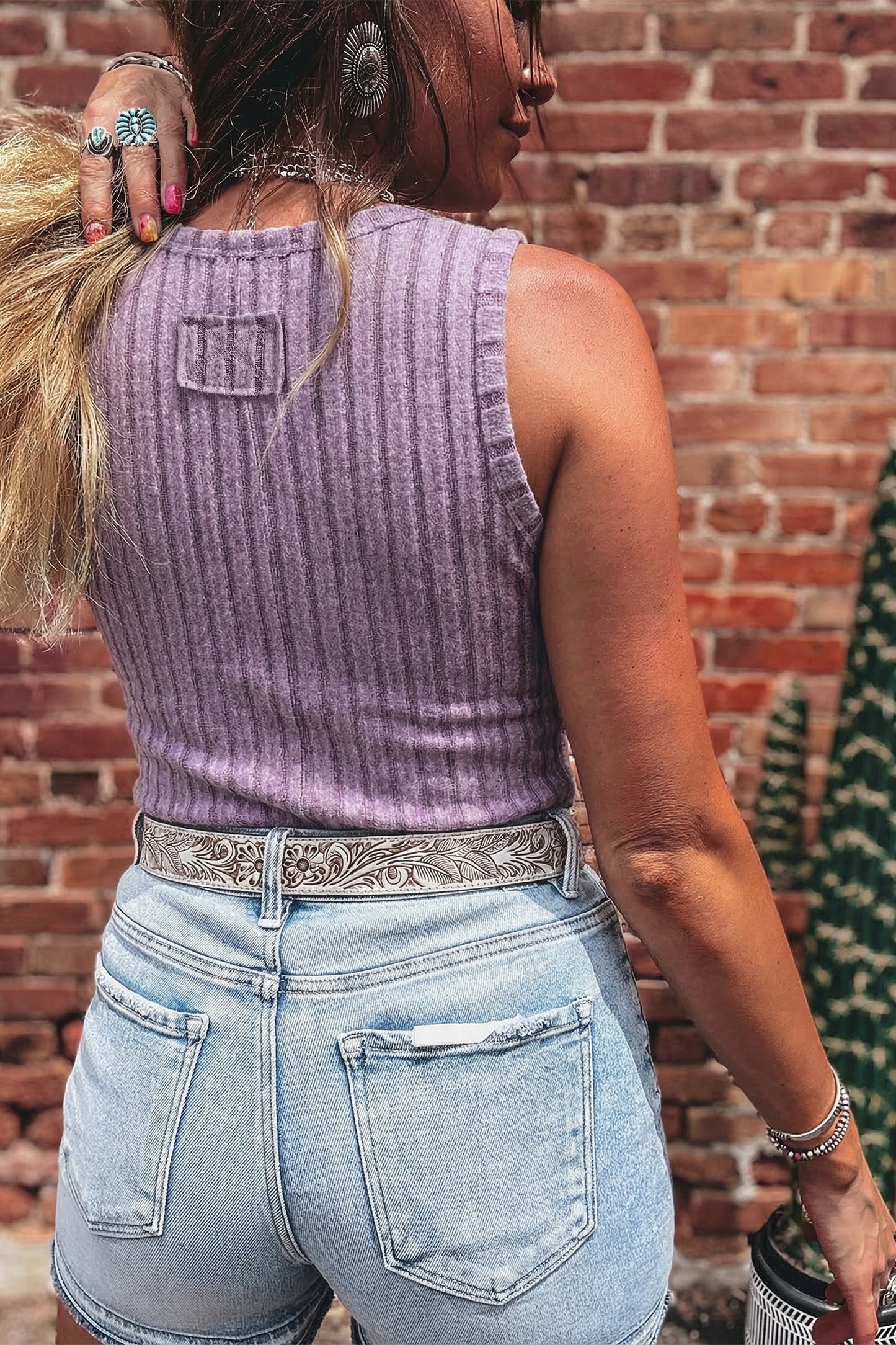 Mineral Wash Ribbed Slim Fit Tank Top