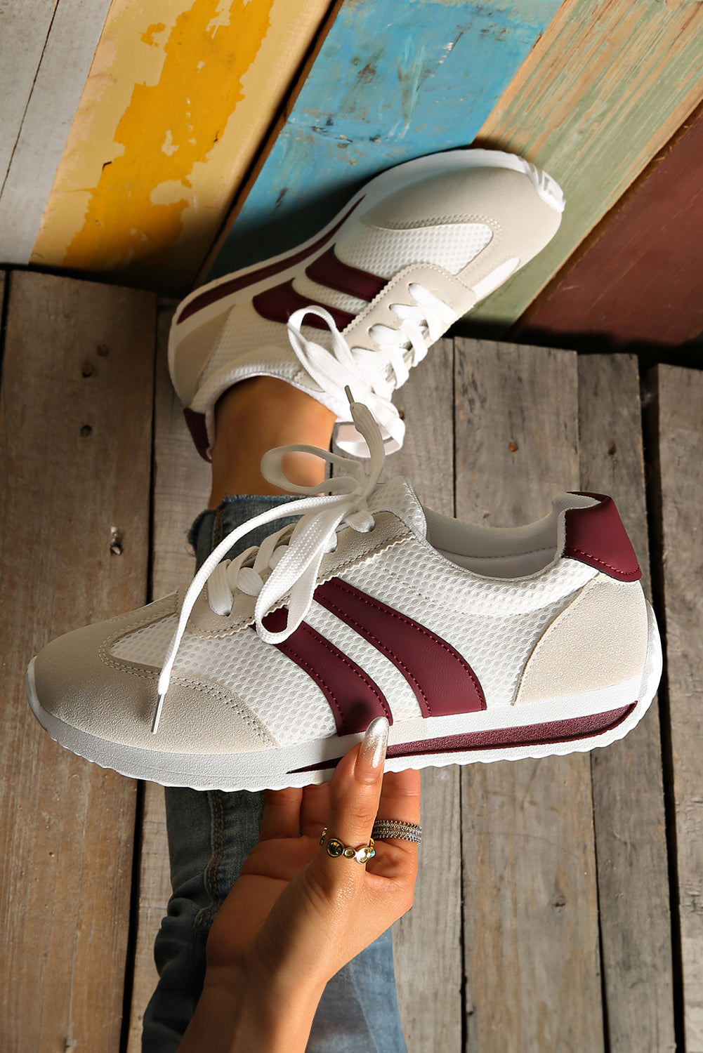 Patchwork Lace-Up Sneakers