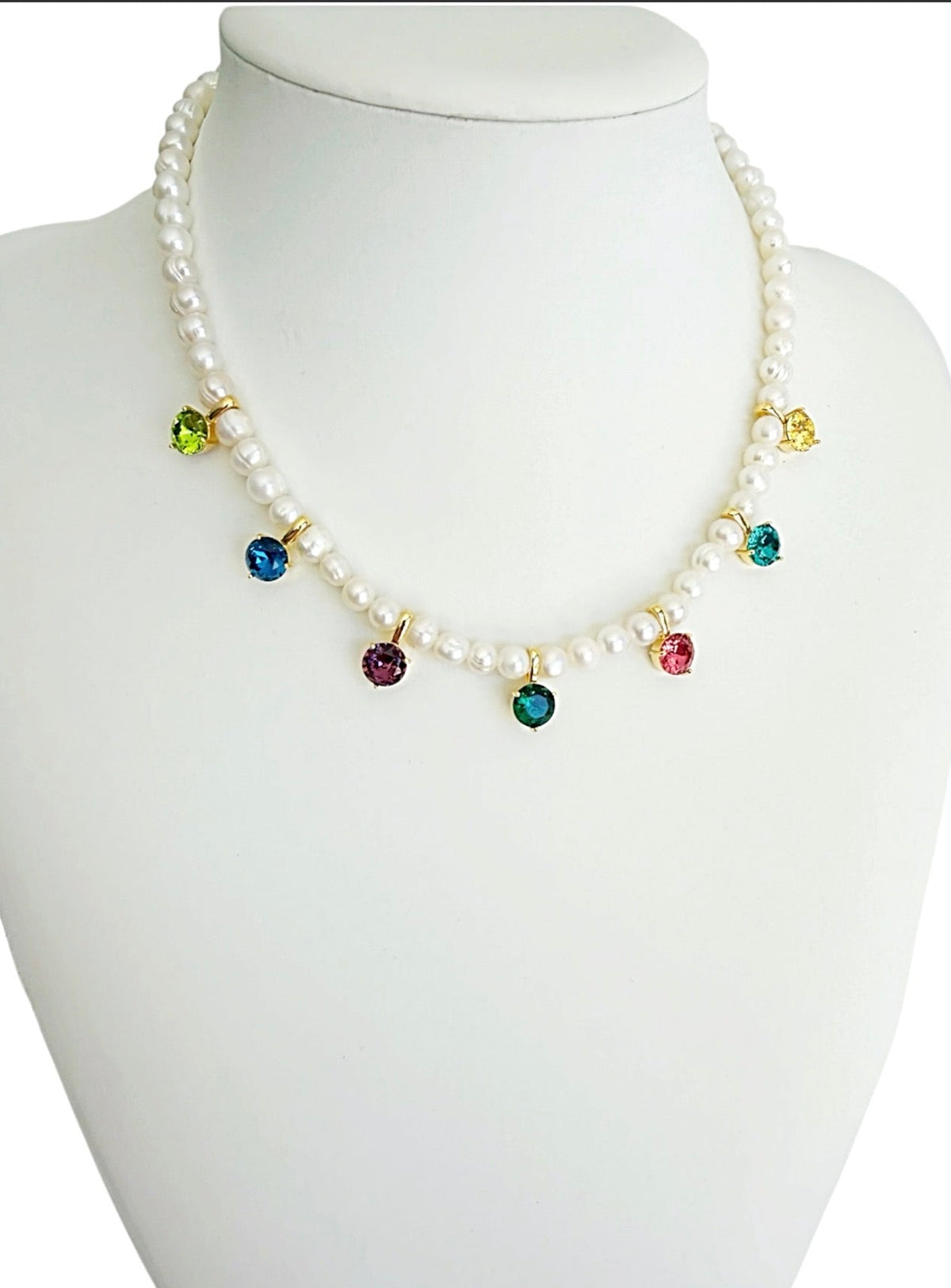 Camelia Pearl & Crystal Necklace