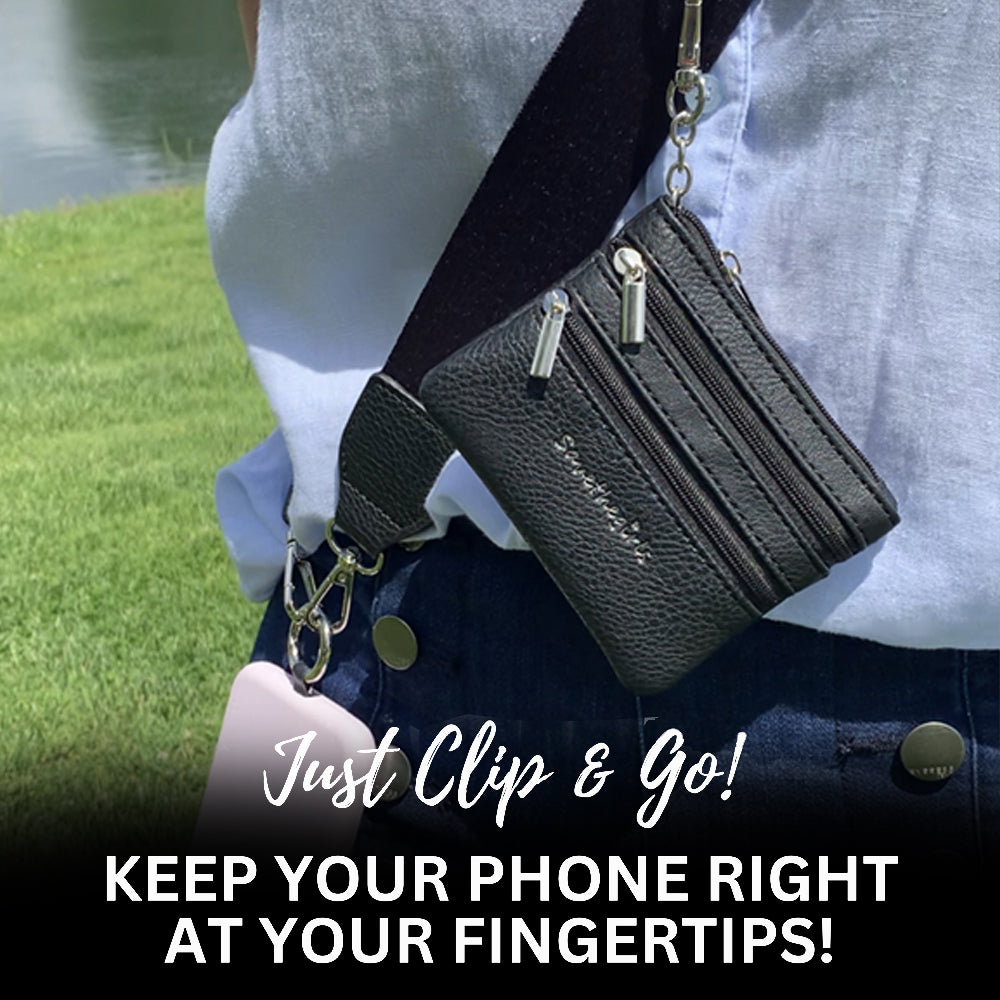 Clip & Go Phone Strap with Pouch – Solid Collection