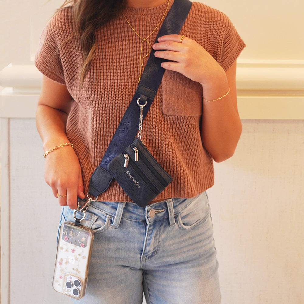 Clip & Go Phone Strap with Pouch – Solid Collection