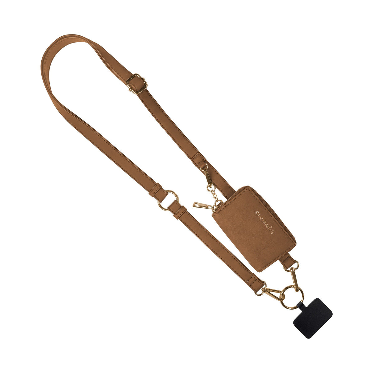 Clip & Go Phone Strap with Pouch – Brushed Vegan Leather