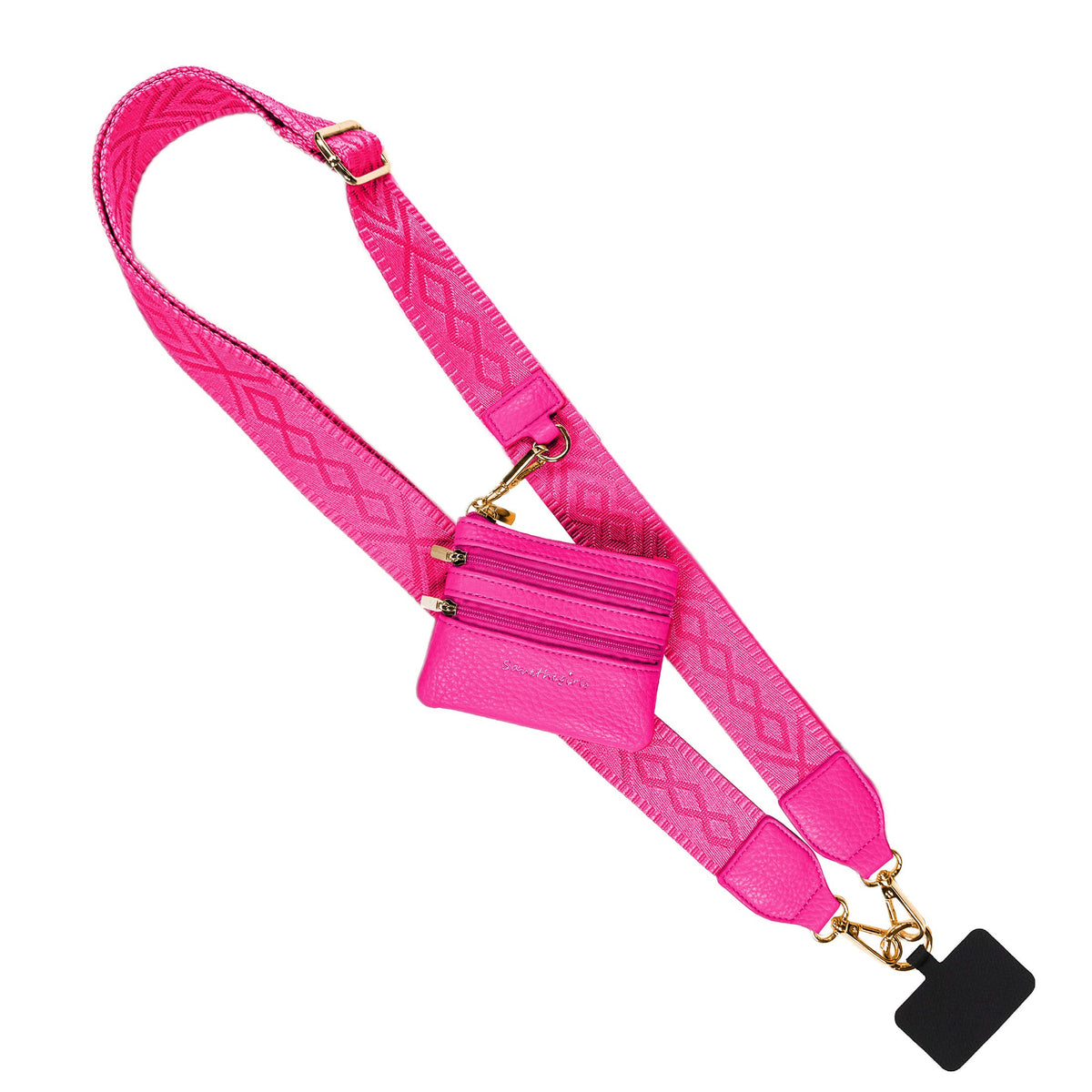 Clip & Go Phone Strap with Zippered Pouch – Classic