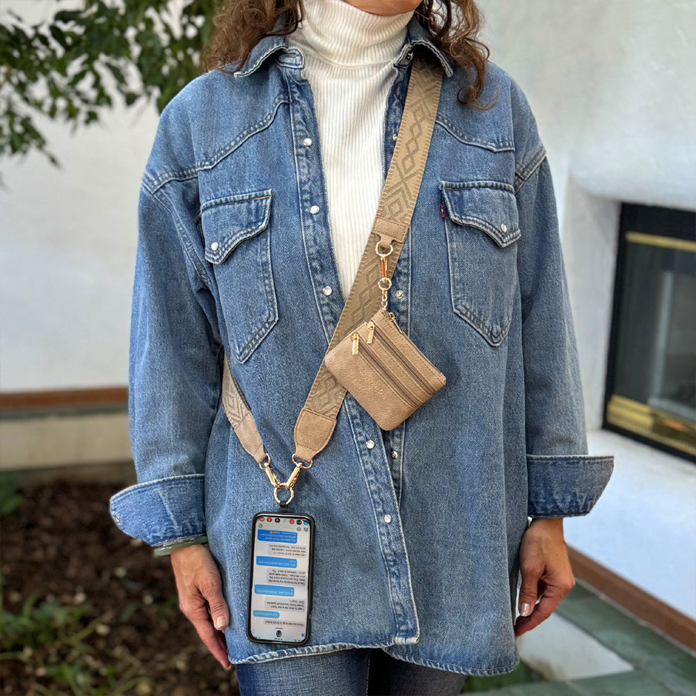 Clip & Go Phone Strap with Zippered Pouch – Classic