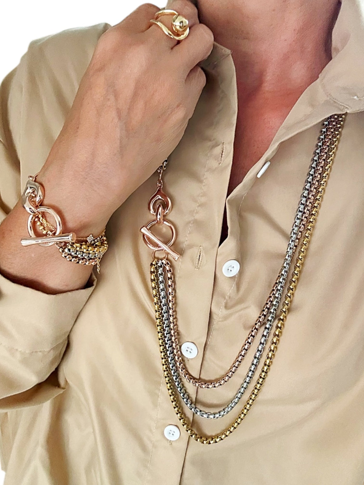 Verona Three-Tone Chain Bracelet