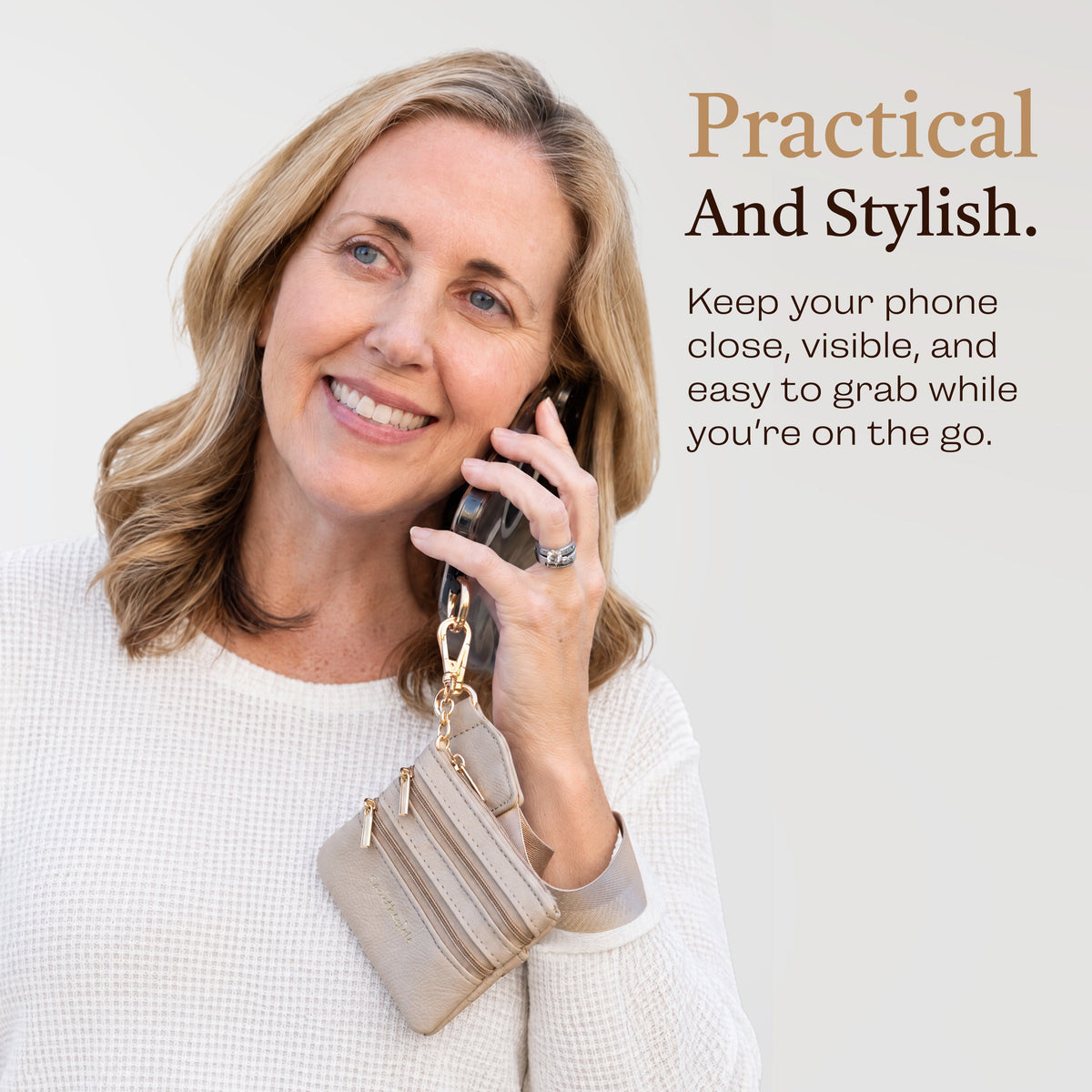 Clip & Go Phone Strap with Pouch-Neutral Collection