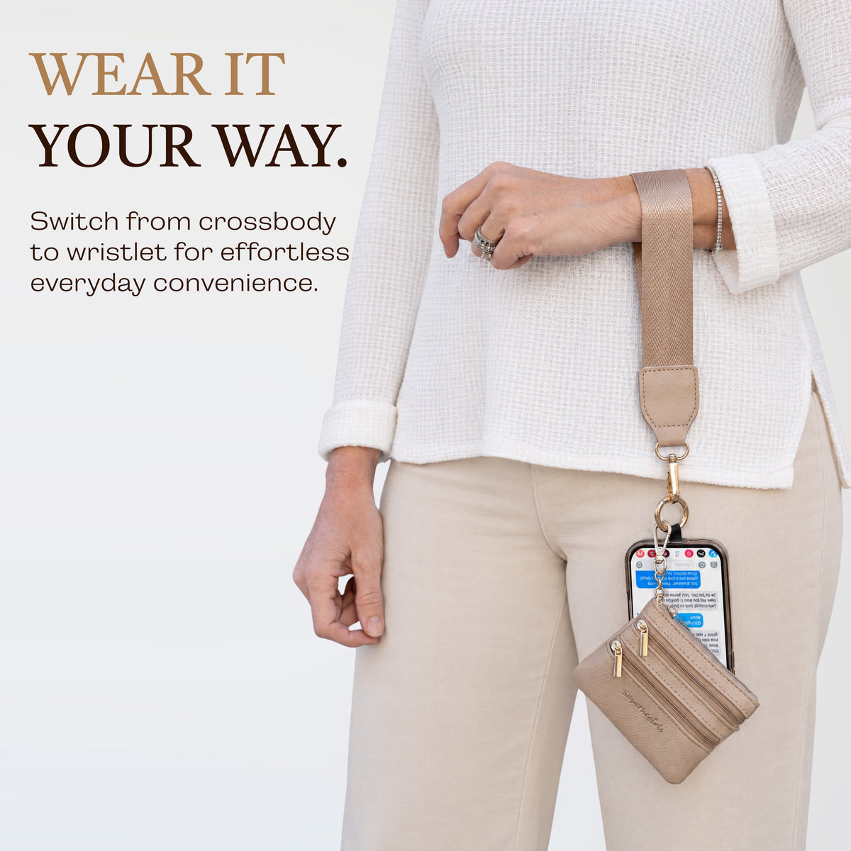 Clip & Go Phone Strap with Pouch-Neutral Collection