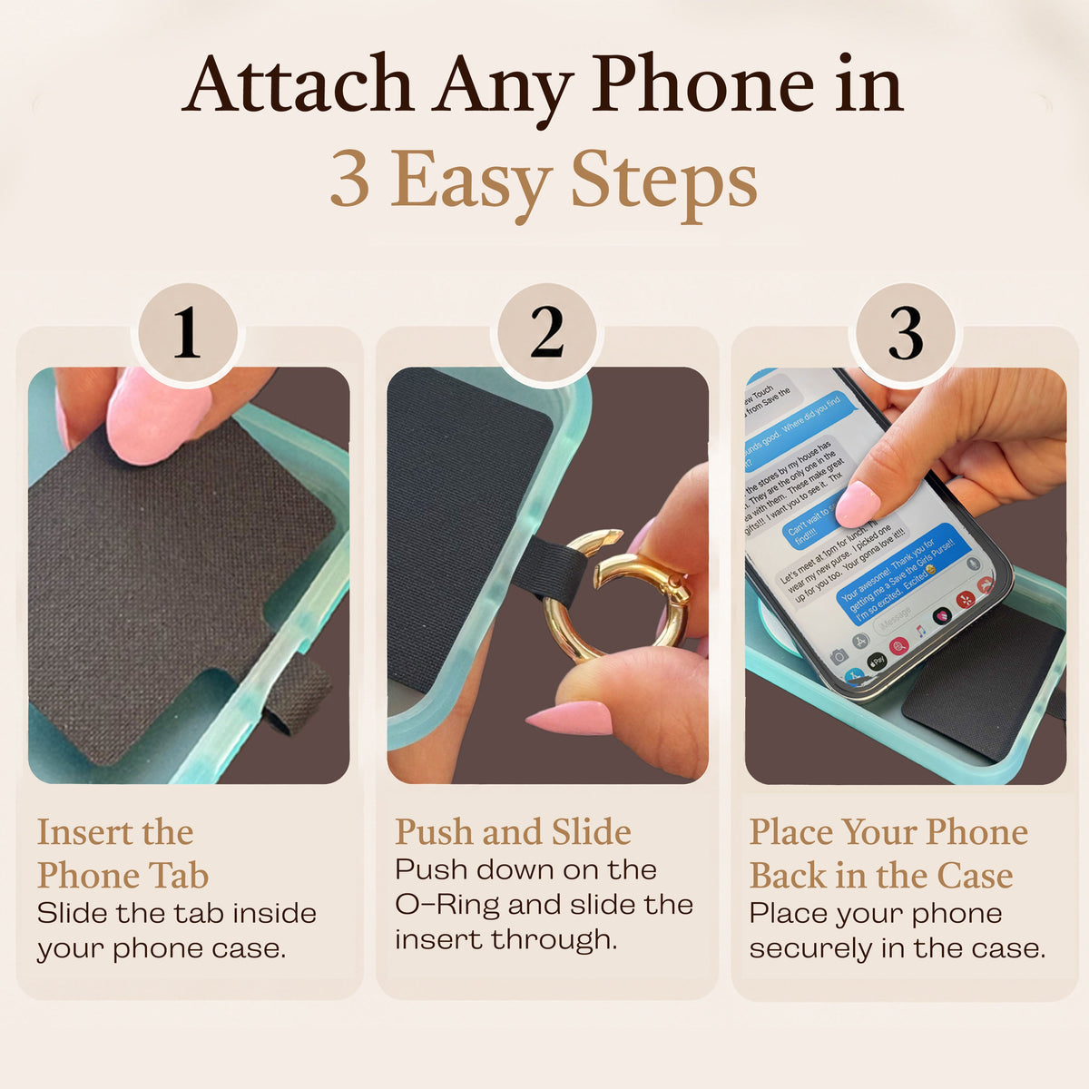 Clip & Go Phone Strap with Pouch-Neutral Collection