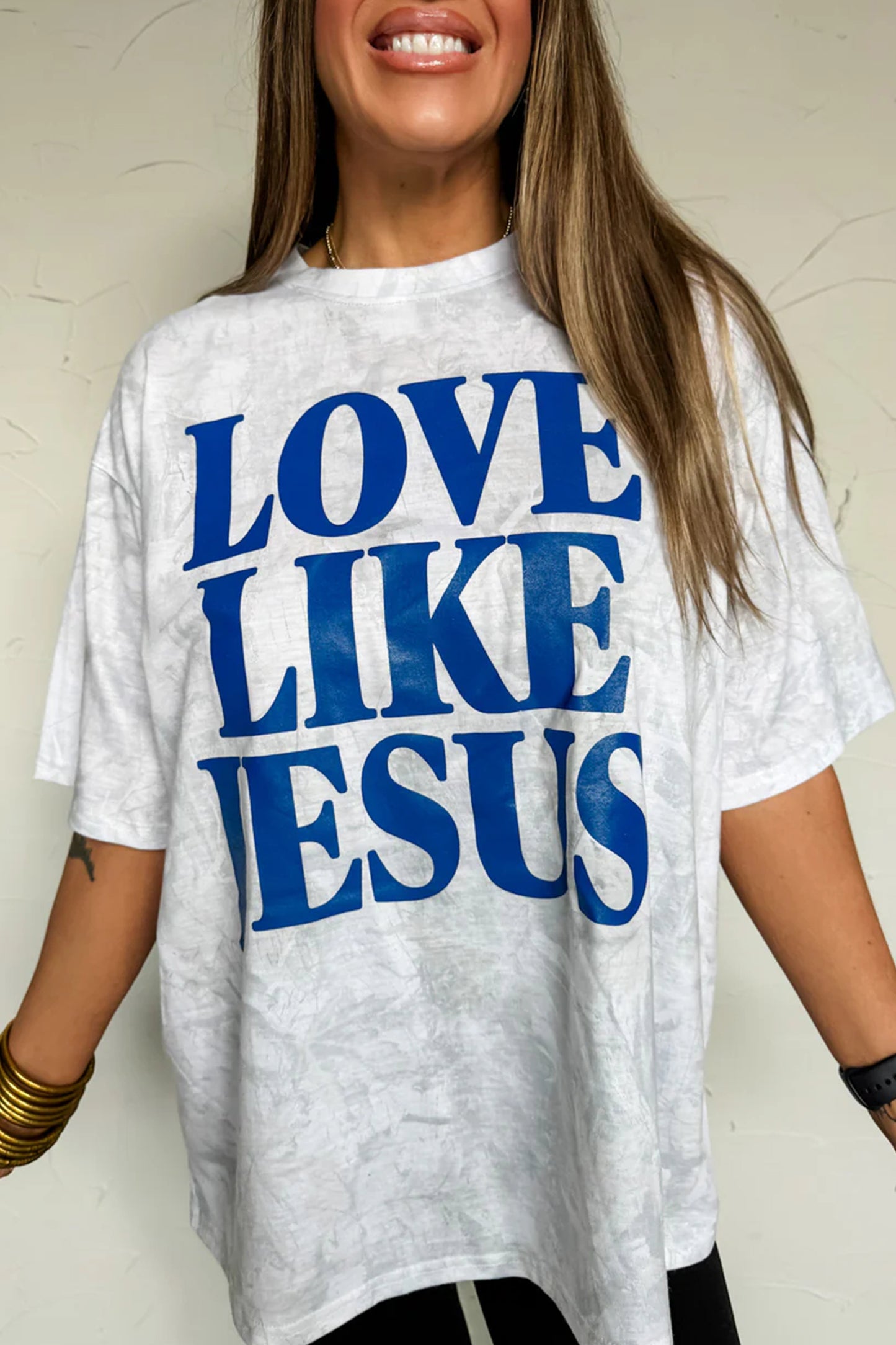 LOVE LIKE JESUS Gray Camo Oversized Tee