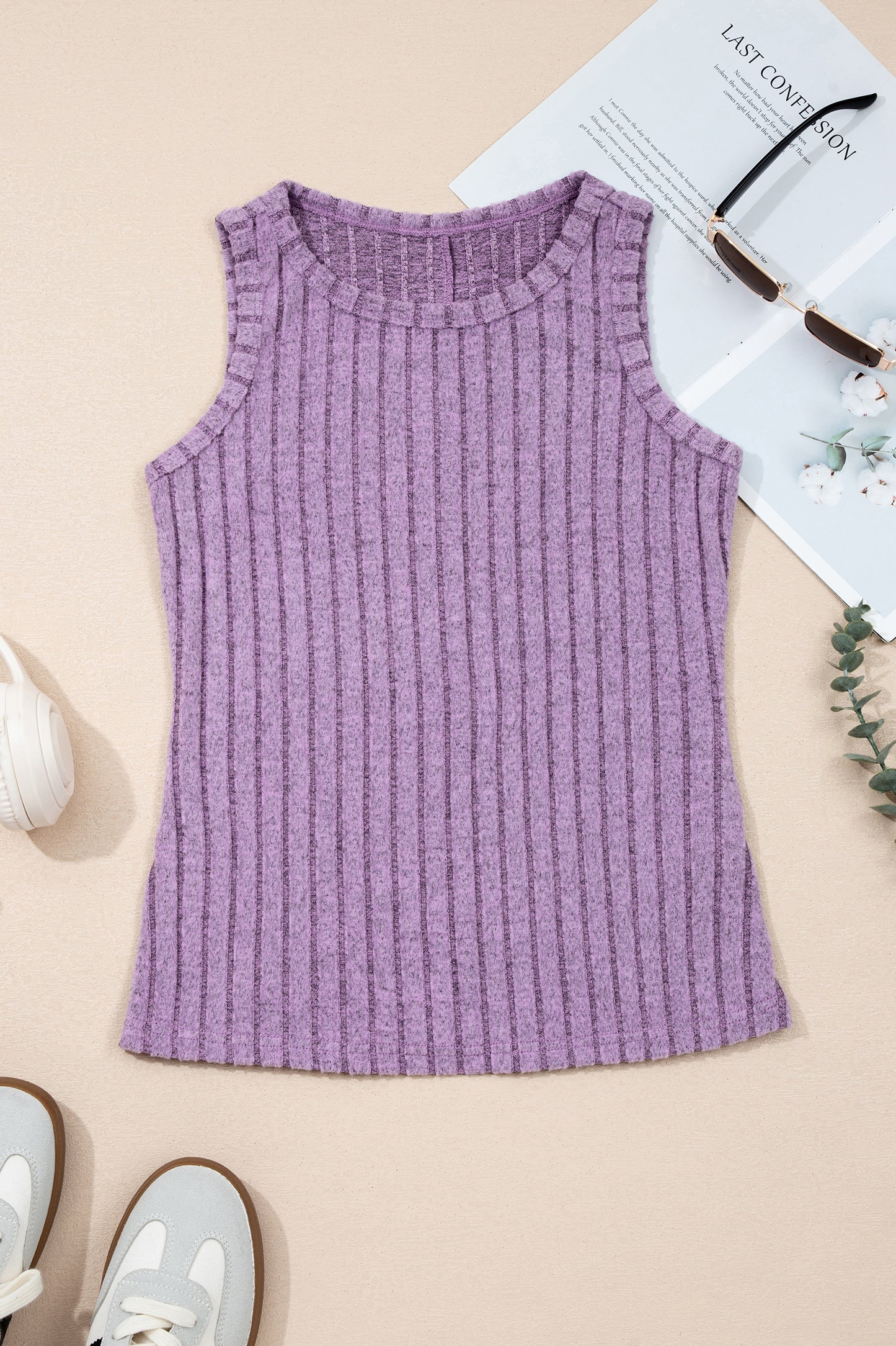 Mineral Wash Ribbed Slim Fit Tank Top