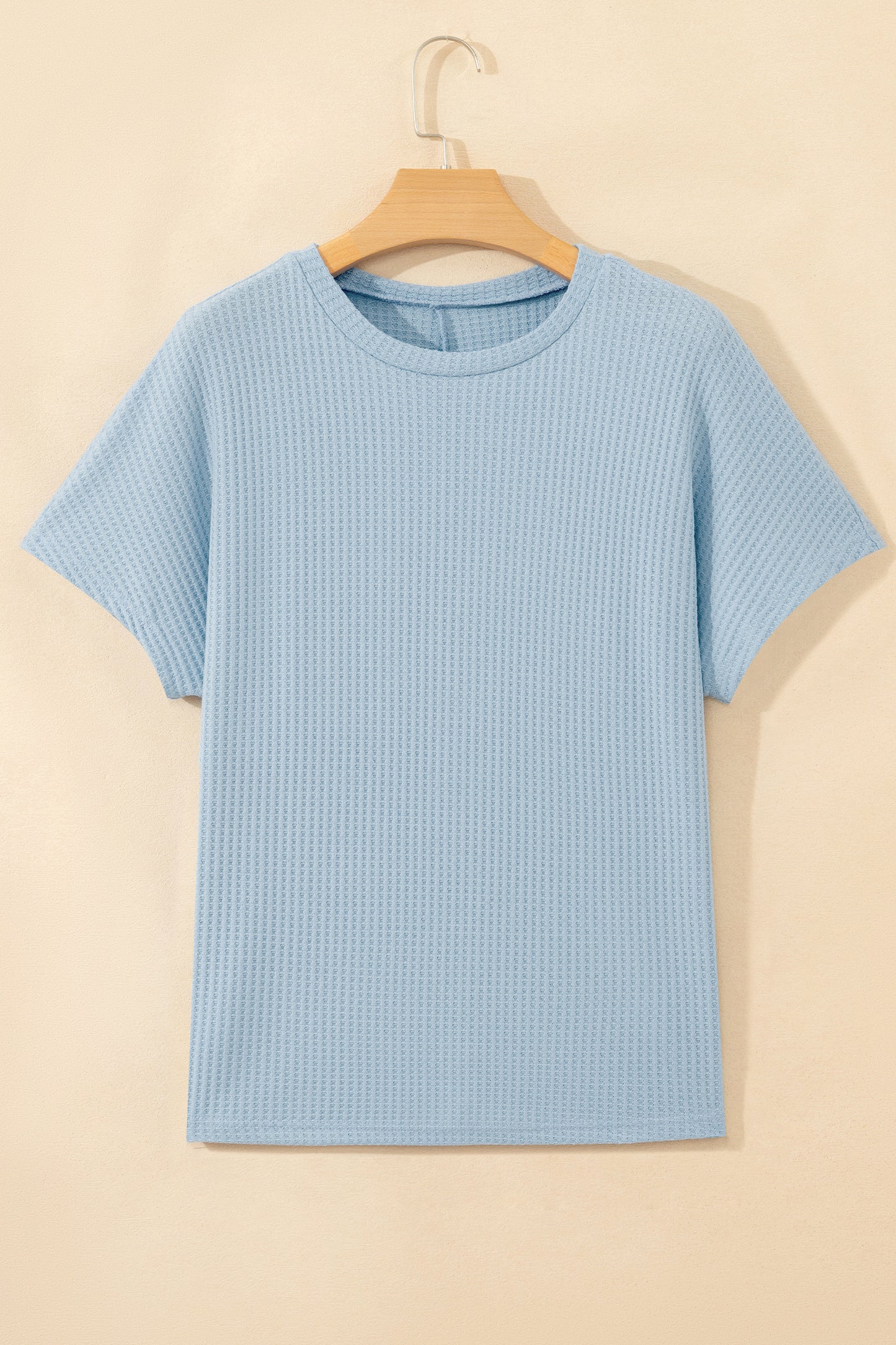 Short Sleeve Waffle Knit Oversized Casual Top