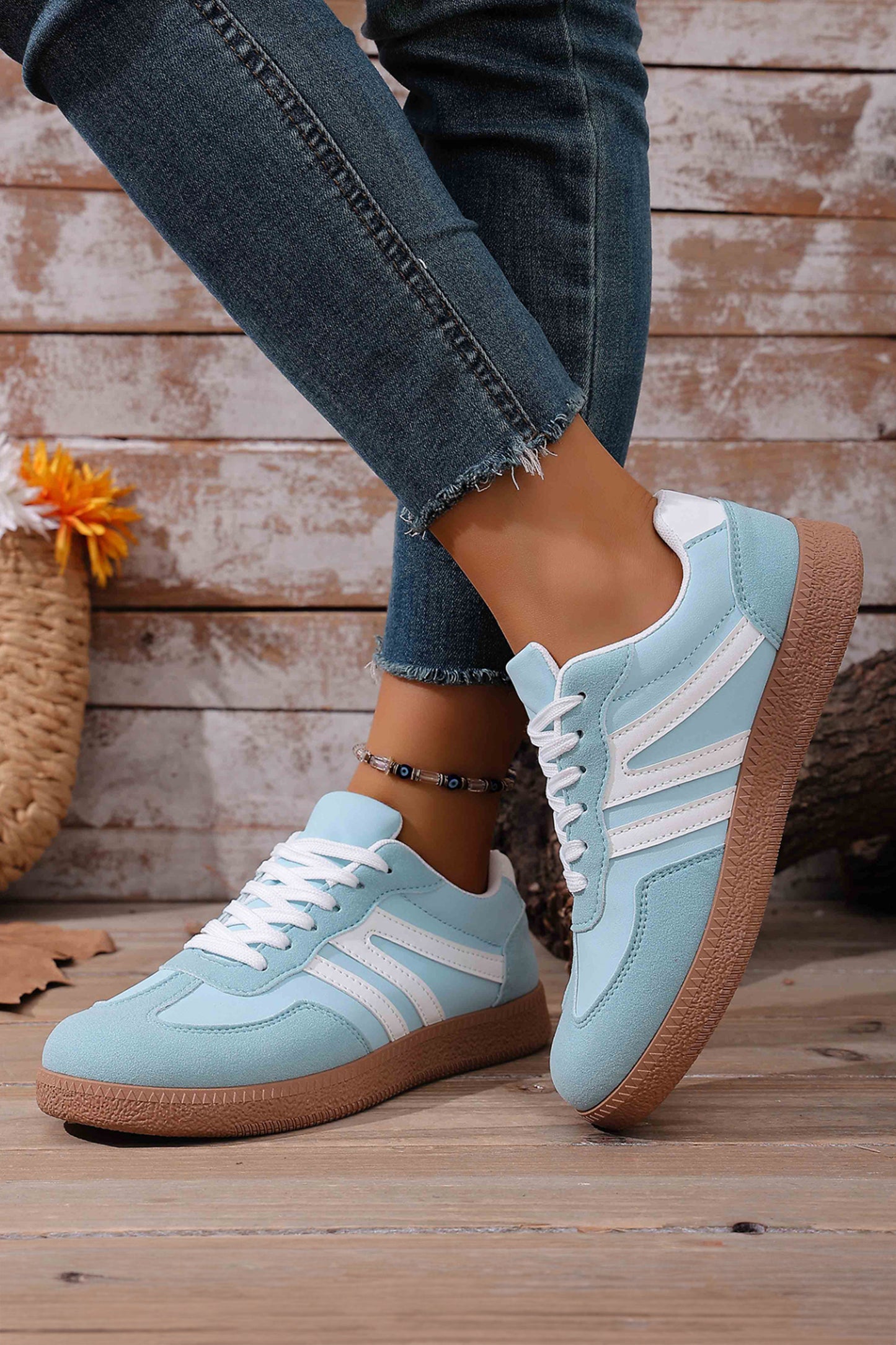 Retro Patchwork Lace-Up Sneakers