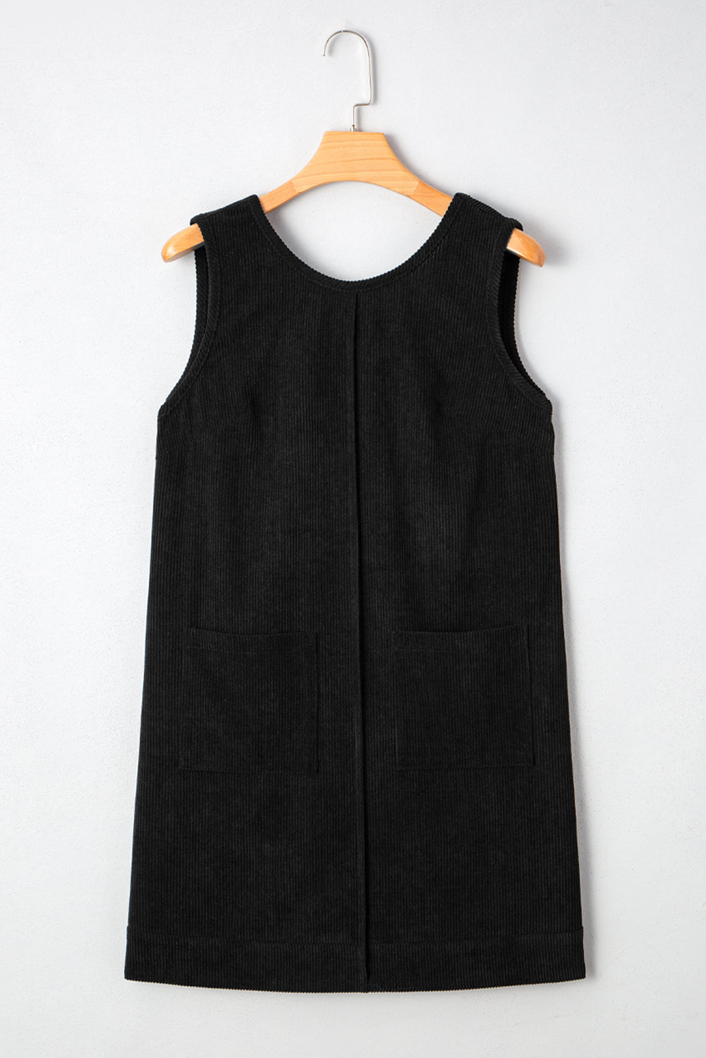 Black Exposed Seam Corduroy Mini Dress
