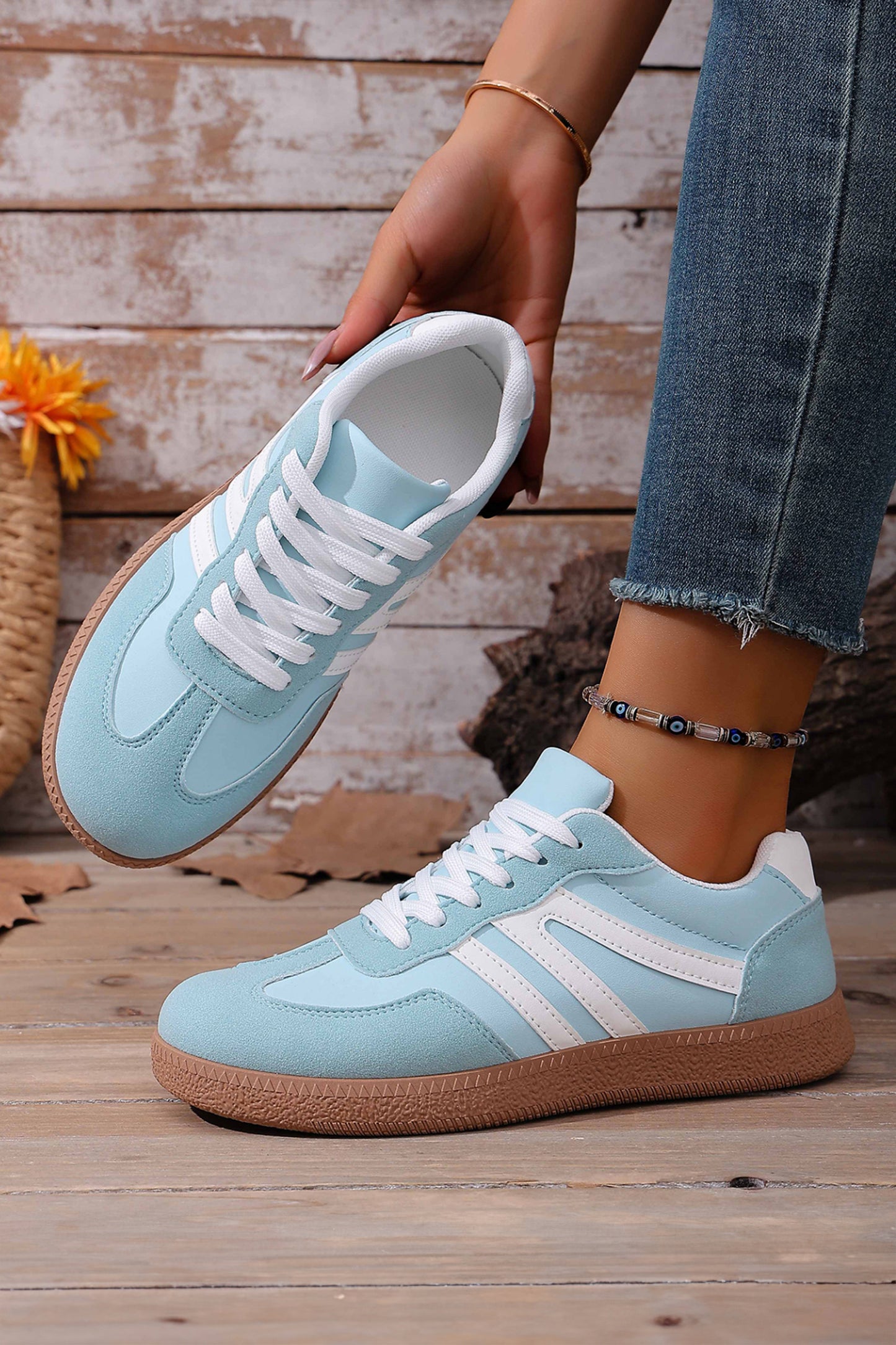 Retro Patchwork Lace-Up Sneakers