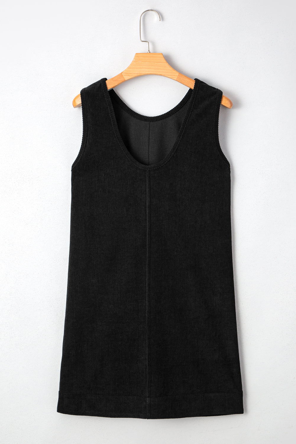 Black Exposed Seam Corduroy Mini Dress