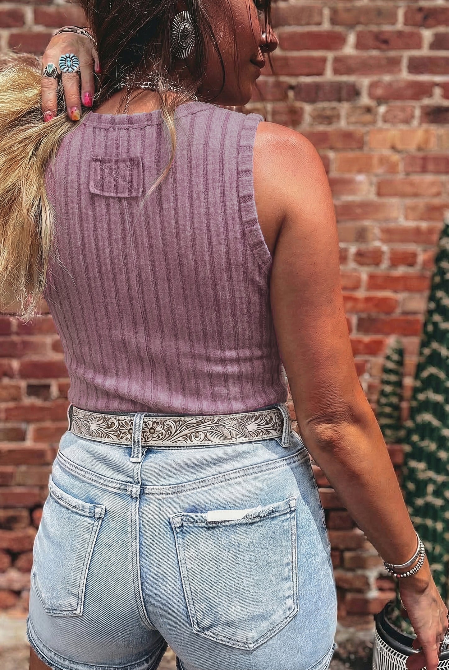 Mineral Wash Ribbed Slim Fit Tank Top