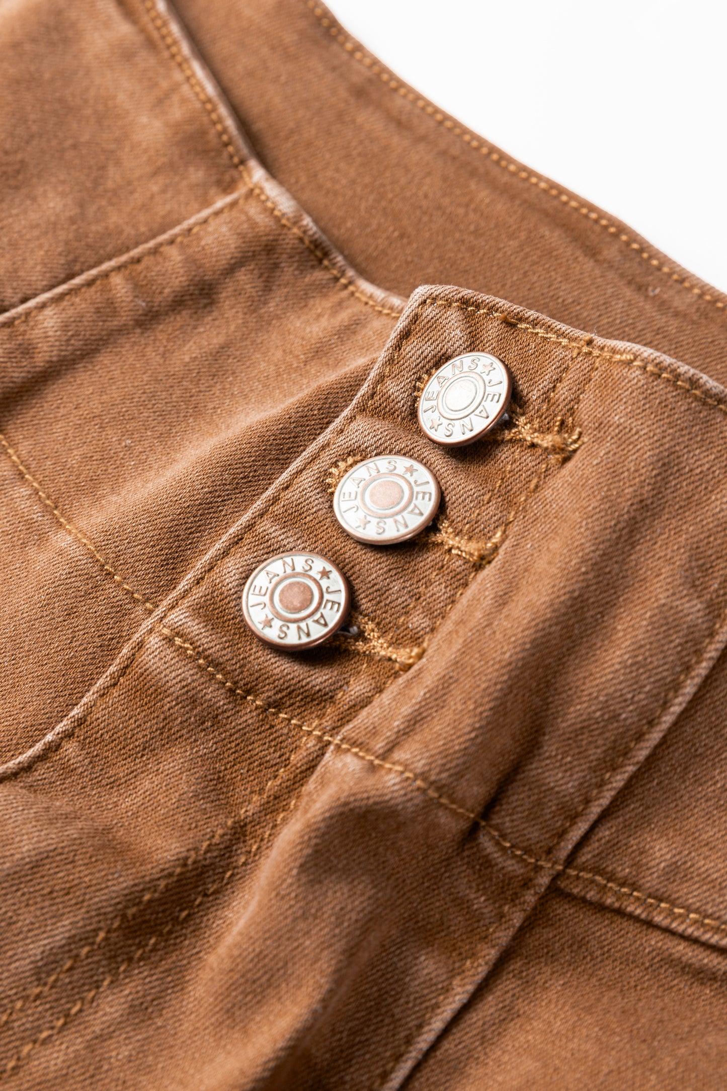 High Waist Button Fly Raw Hem  Jeans