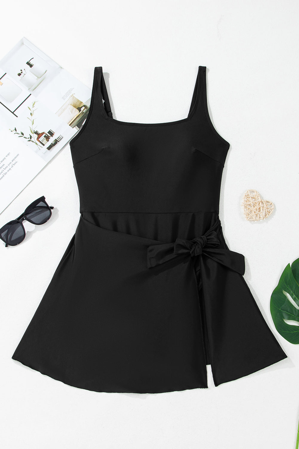 A-Line Side Tie Swim Dress
