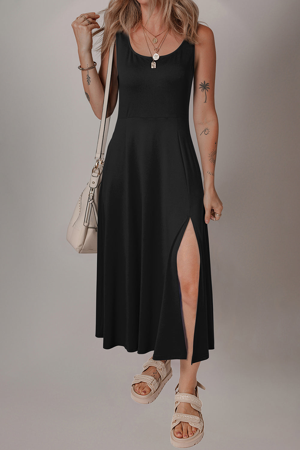 Scoop Neck Sleeveless High Waist Maxi Dress