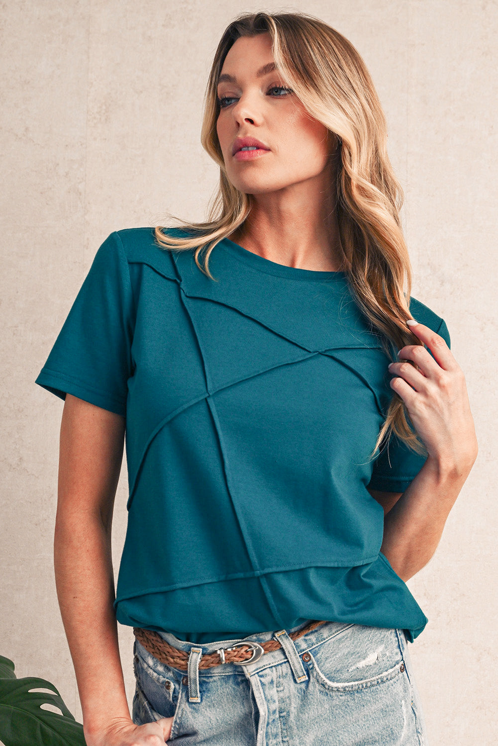 Modern Grey Solid Color Round Neck T Shirt