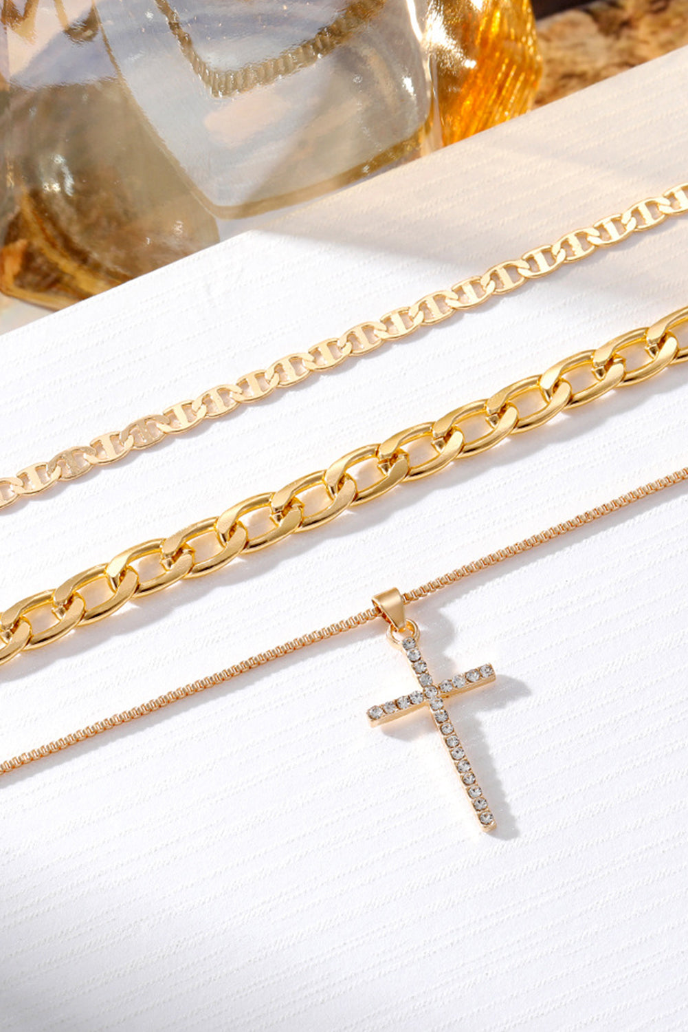 Elegant Alloy Cross Pendant Layering Necklace