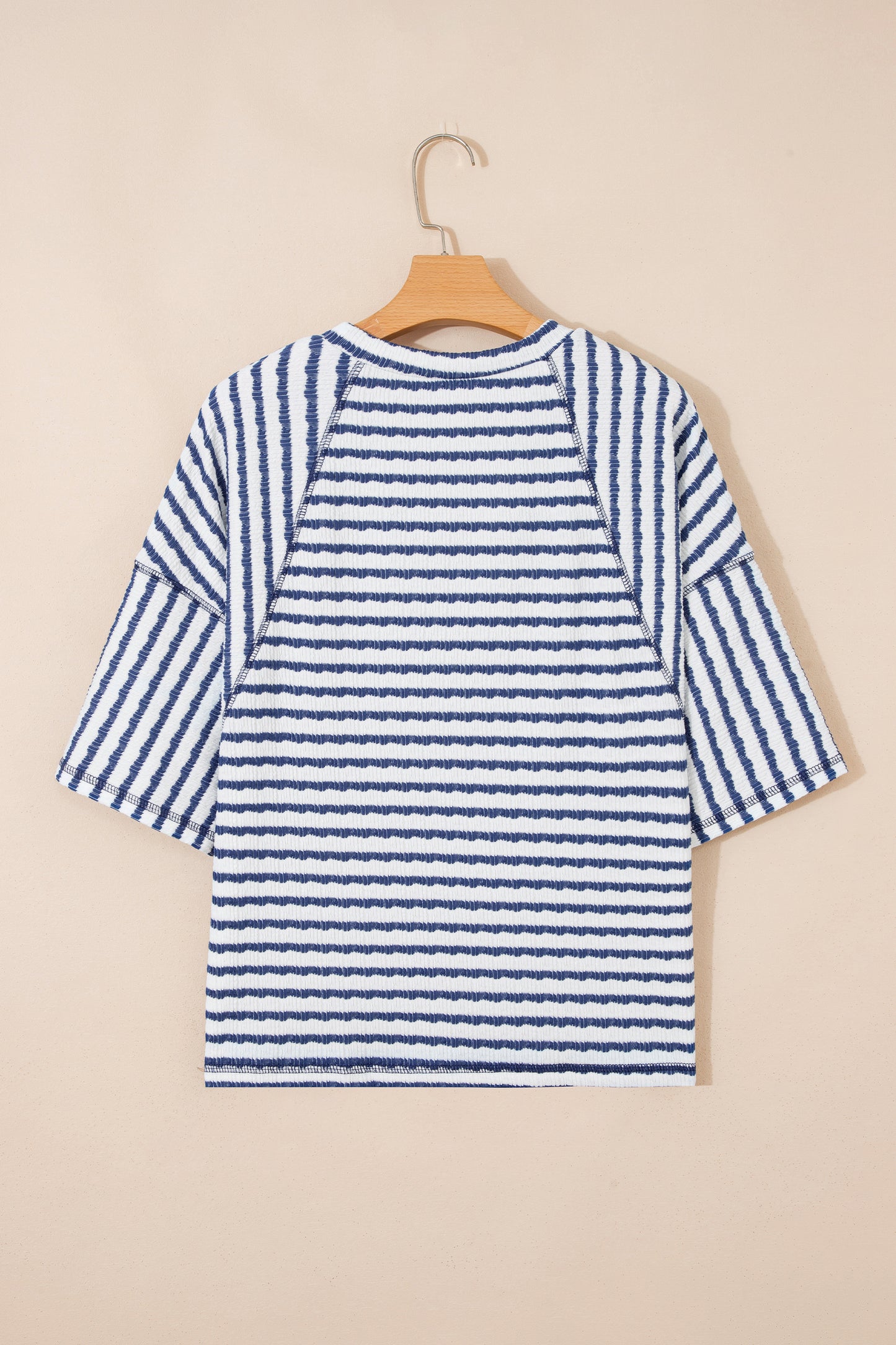 Brown Stripe Textured Knit Split Hem Top