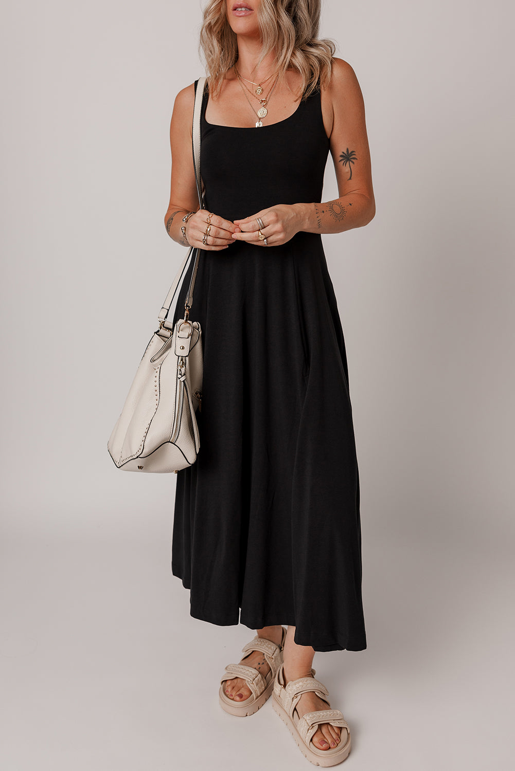 Scoop Neck Sleeveless High Waist Maxi Dress