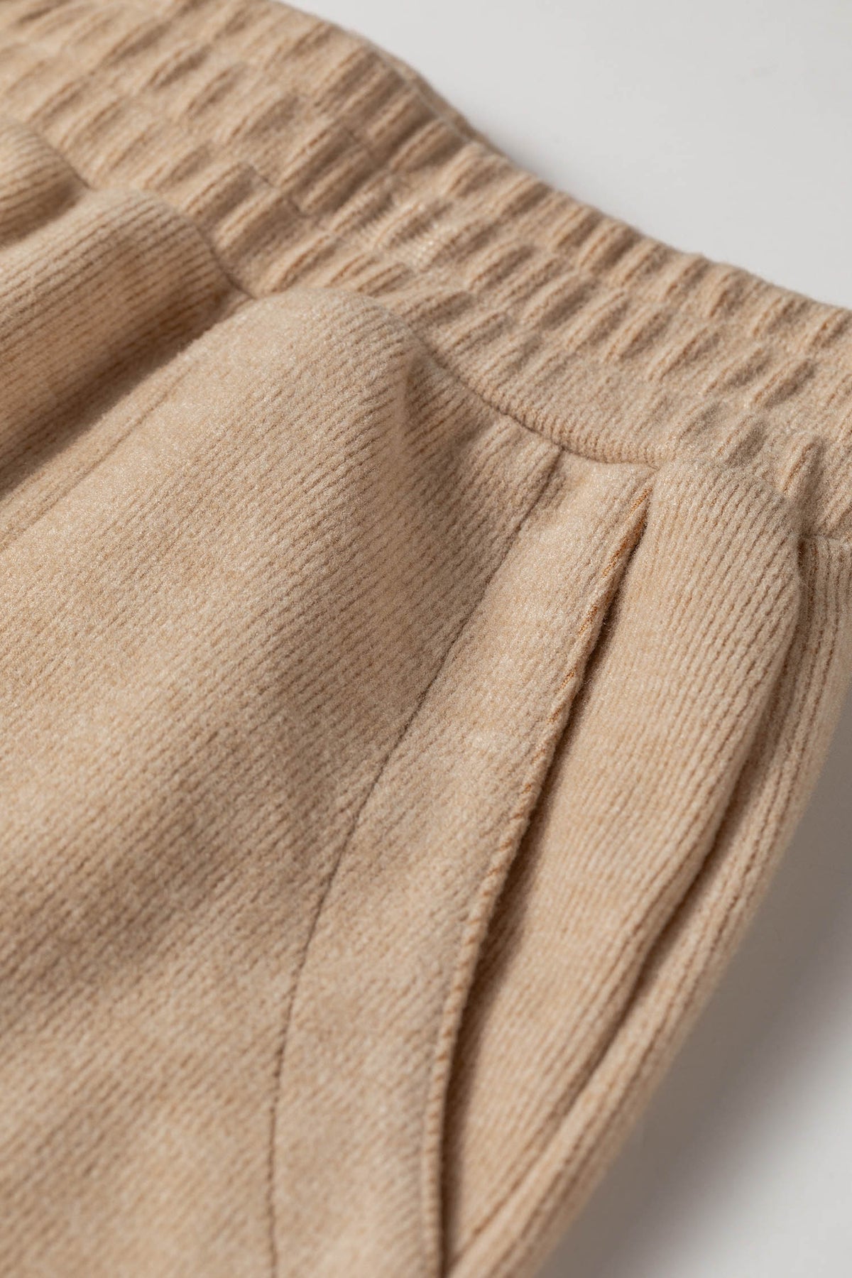 Light French Beige Ribbed Top & Wide-Leg Pants Set