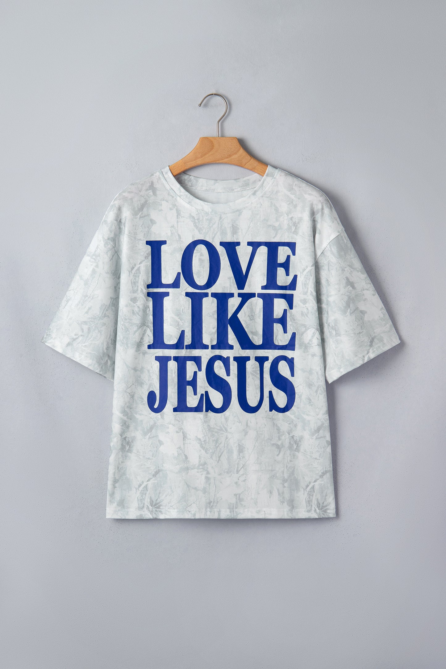 LOVE LIKE JESUS Gray Camo Oversized Tee