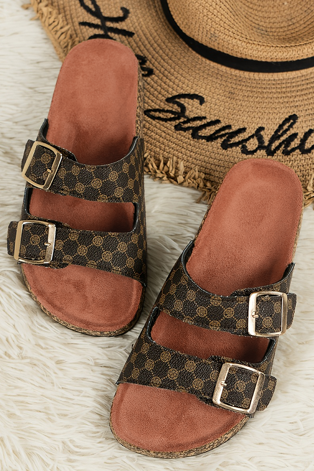 Double Buckle Adjustable Slippers