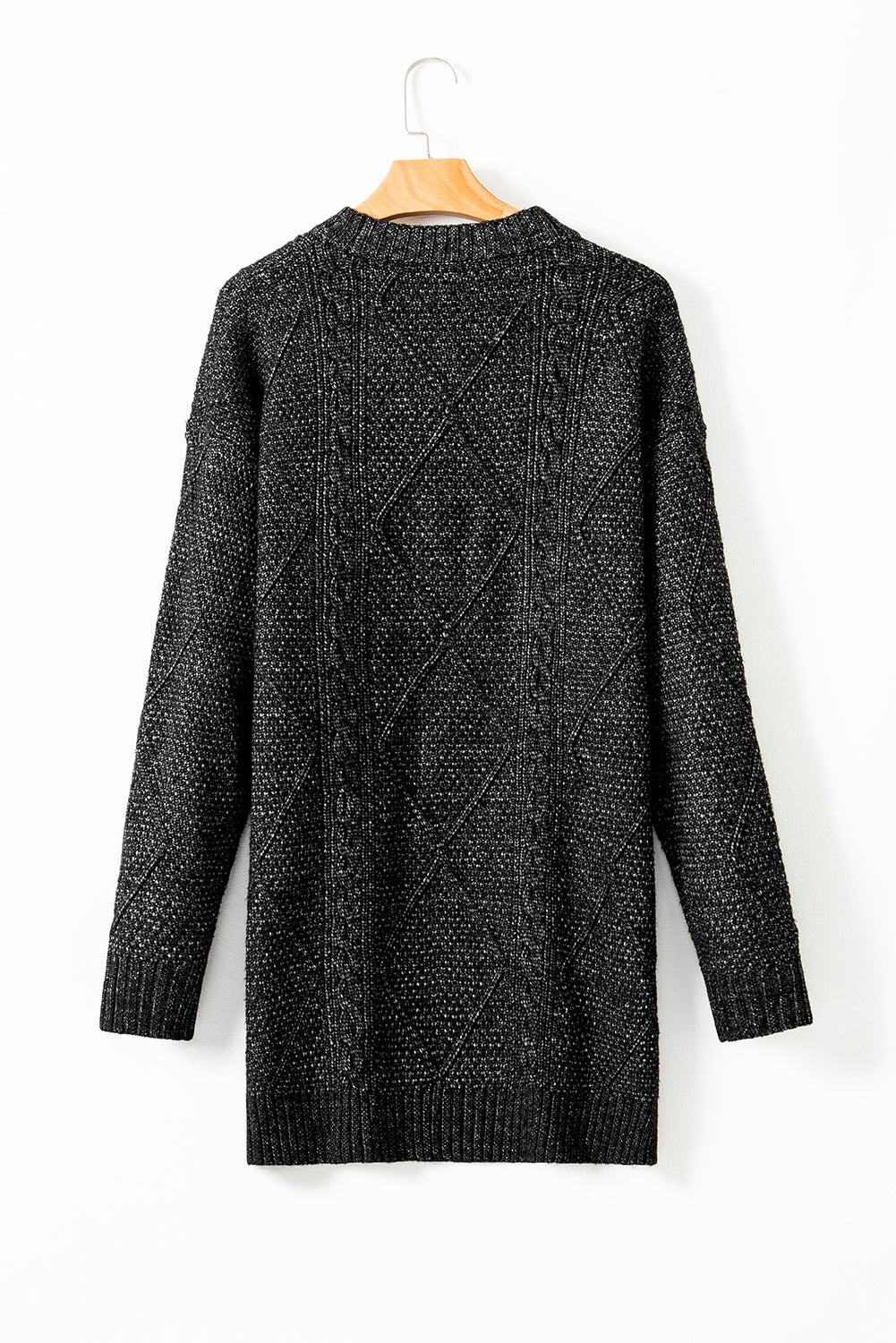 Cable Knit Drop-Shoulder Sweater Dress