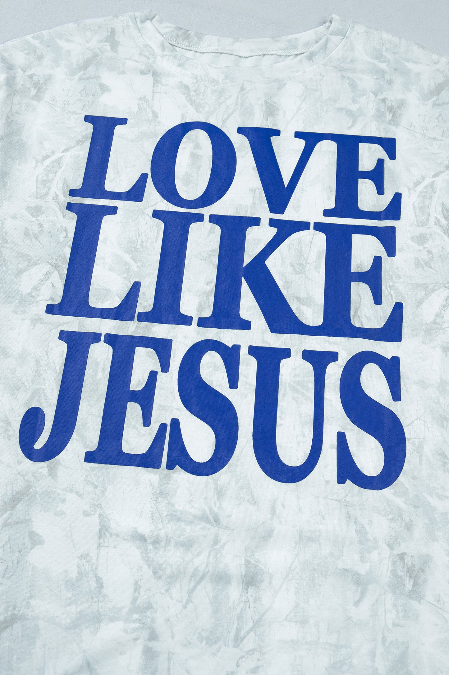 LOVE LIKE JESUS Gray Camo Oversized Tee