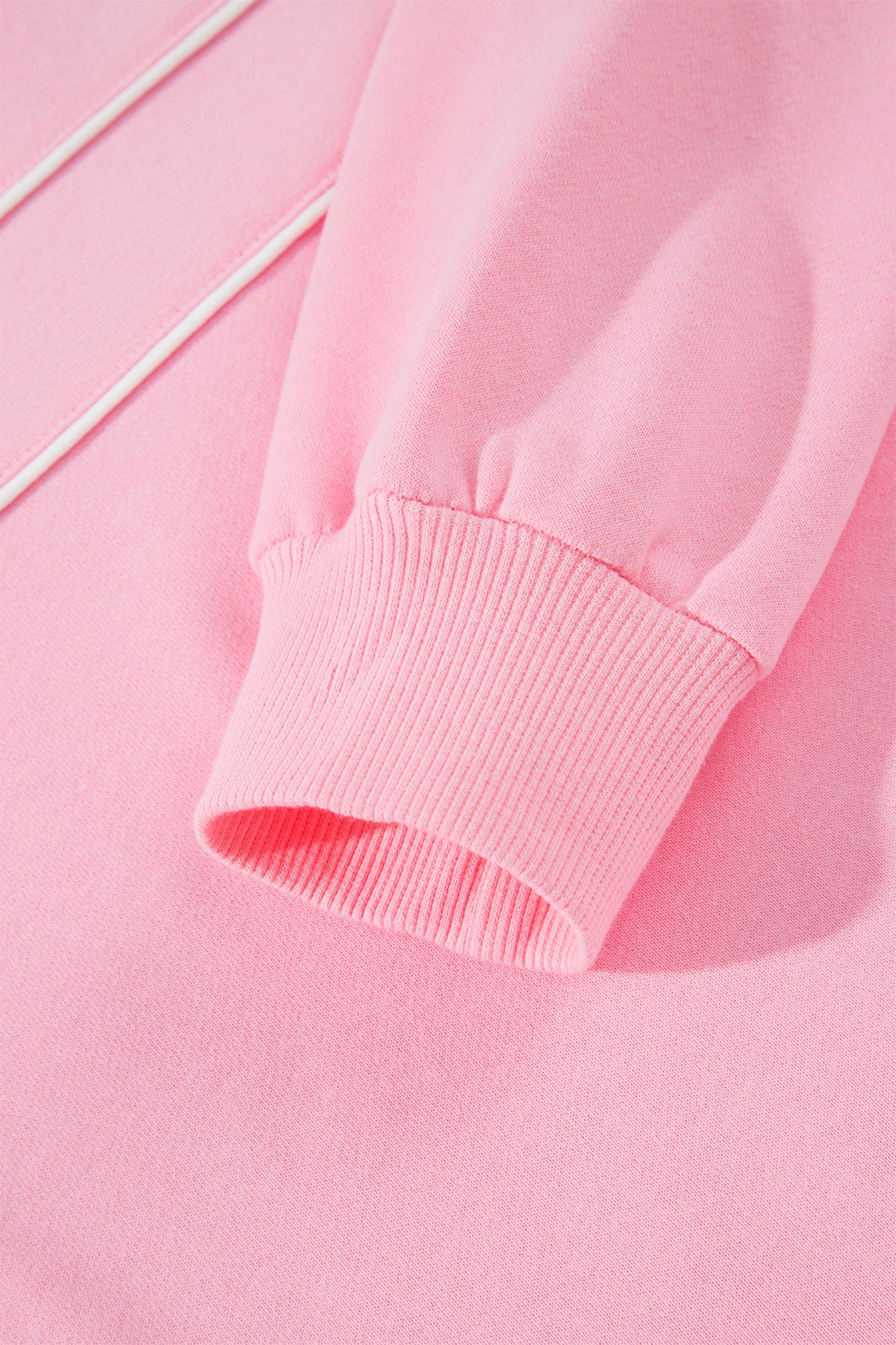Pink Piping-Trim Pullover & Shorts Set