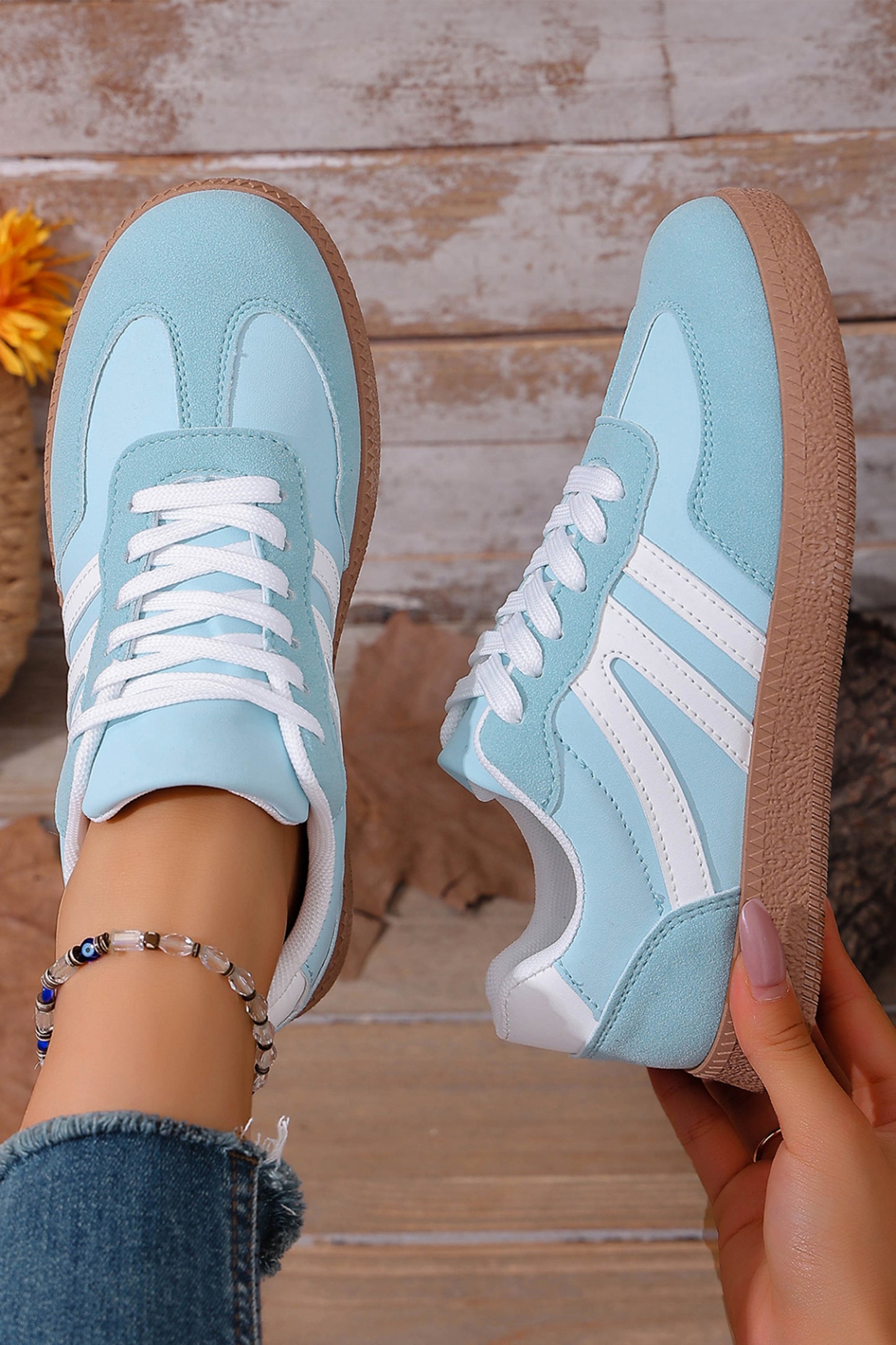 Retro Patchwork Lace-Up Sneakers