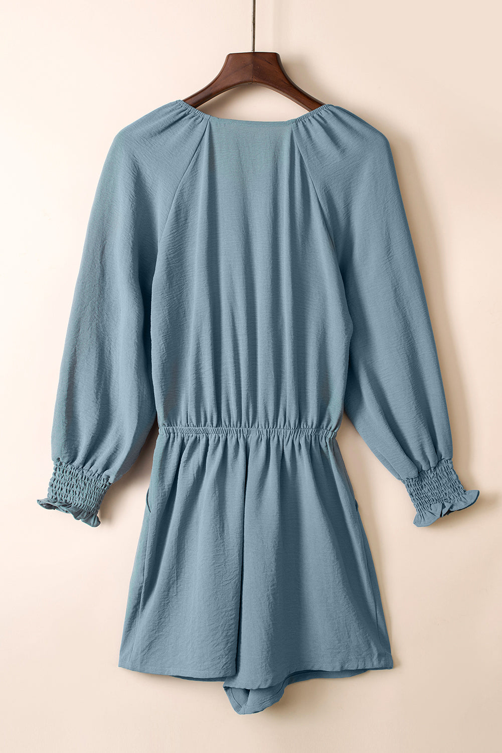 Deep V-Neck Puff Sleeve Romper