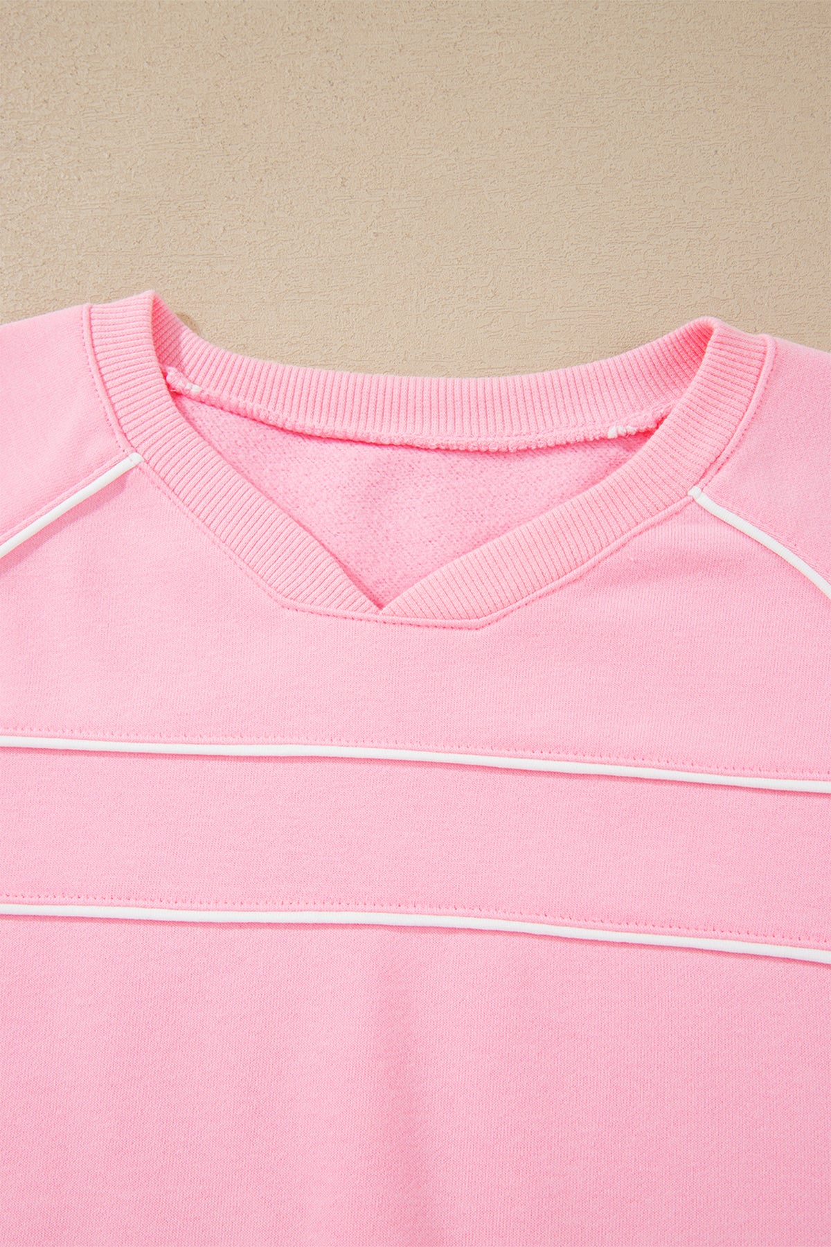 Pink Piping-Trim Pullover & Shorts Set